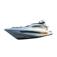 Luxurious modern yacht isolated on white background, perfect for maritime travel, recreation, and upscale leisure activities.