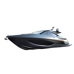 Naklejka premium Sleek luxury motor yacht cruising on clear waters, perfect for upscale maritime travel, holiday getaways, or leisure sailing imagery.