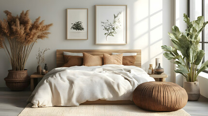 Bohemian Bedroom Design with Natural Elements and Plants