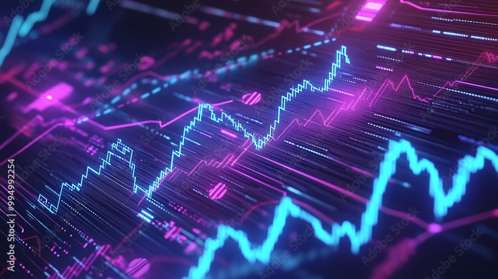 Aufkleber abstract data visualization in vibrant colors representing stock market trends and analytics.