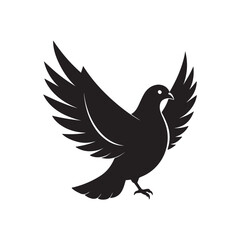 Black silhouette of pigeon