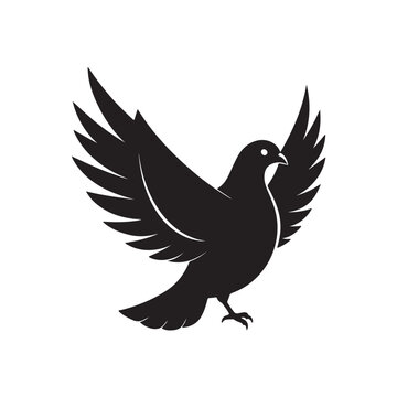 recommend clip art: Black silhouette of pigeon