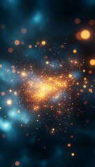 Obraz premium Vibrant cosmic explosion of colors with glowing particles and luminous effects in a deep space background.