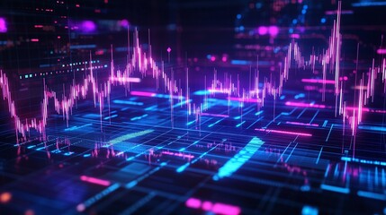 Abstract data visualization with colorful lines and graphs representing digital information and analytics.