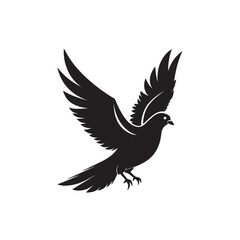 Black silhouette of pigeon