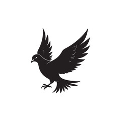 Black silhouette of pigeon