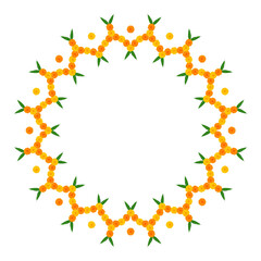Obraz premium Holiday orange, yellow marigold mandala floral background, Diwali, dussehra, traditional festival and wedding decoration art frame