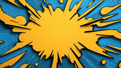 Dynamic burst of yellow and blue colors creating an eye-catching graphic design element
