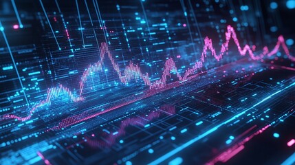 Abstract digital data visualization with geometric patterns in vibrant colors.