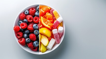 Organic Fruit Bowl vs Packaged Candy Comparison