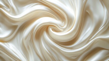 Creamy White Silk Fabric Swirling in a Smooth, Elegant Pattern