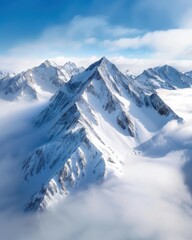 Obraz premium Aerial View of Snowy Mountain Landscape