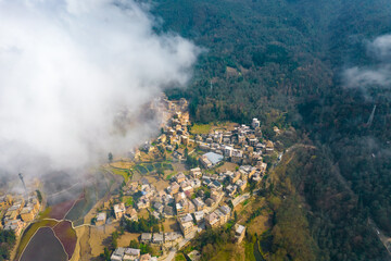 Aerial photography of ancient villages in eastern Yunnan, China