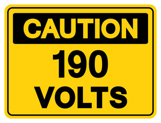 Caution 190 Volts Tag Symbol Sign,Vector Illustration, Isolate On White Background Label. EPS10