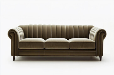 Fototapeta premium A velvet sofa with fluted armrests