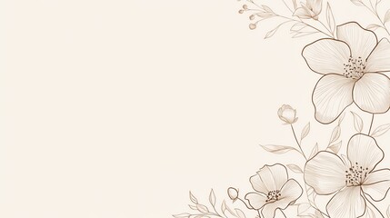 Elegant floral illustration with delicate flowers and leaves on a light background, perfect for invitations or greeting cards.