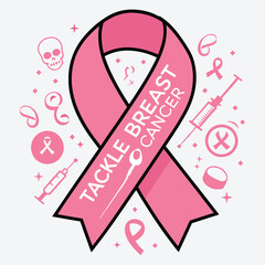 Tackle Breast Cancer T-Shirt Design. Breast Cancer Design