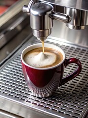 Espresso machine pouring coffee into a cup.