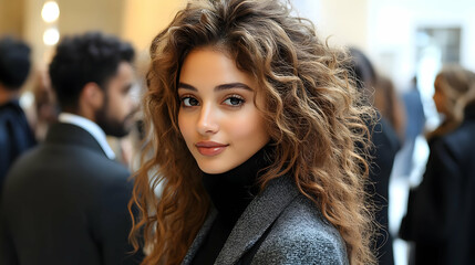Curly Hair Style Inspiration -  Beautiful Woman with Long Wavy Locks