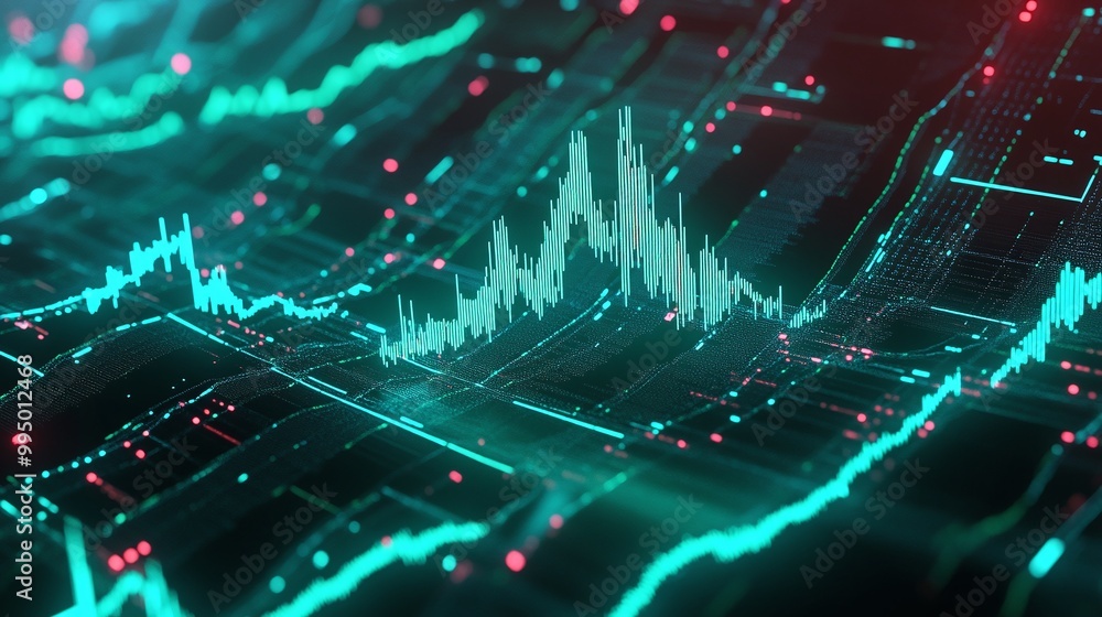 Aufkleber abstract digital graphic representation of data trends and analytics, showcasing vibrant colors and 