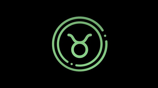 3d Abstract Taurus Logo / Symbol Spinning and Rotating on Transparent Background. Seamless Loop Isolated 4K Video.