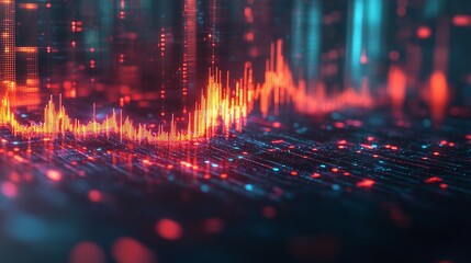 Fototapeta premium Abstract digital soundwave visualization with vibrant colors and dynamic movement.