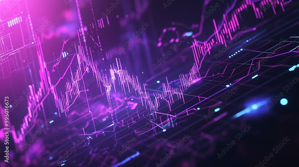 Aufkleber abstract digital technology background showcasing vibrant charts and data visualizations in pink hue