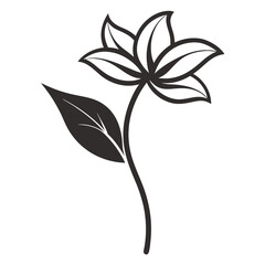 Plant blossom flower leaf Silhouette line art vector illustration