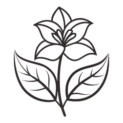 Plant blossom flower leaf Silhouette line art vector illustration