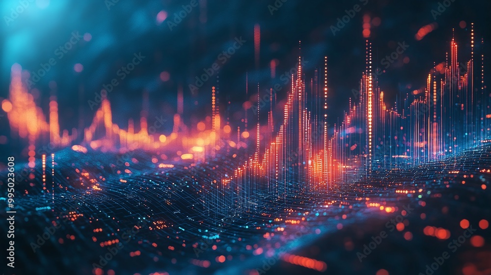Aufkleber abstract representation of data visualization with vibrant colors and dynamic waves reflecting digit