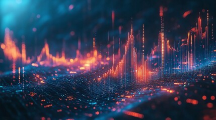 Fototapeta premium Abstract representation of data visualization with vibrant colors and dynamic waves reflecting digital information.