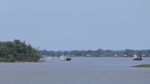 Boats Navigating River Near Blaye