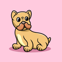 cute pug dog sitdown cartoon illustration vector