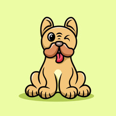 cute pug dog sitdown cartoon illustration vector