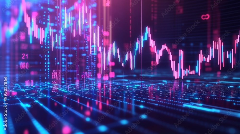 Aufkleber colorful digital data visualization with vibrant charts and graphs representing financial growth and