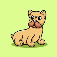 cute pug dog sitdown cartoon illustration vector