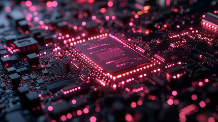 Artificial Intelligence AI brain as computer chip on circuit board.  