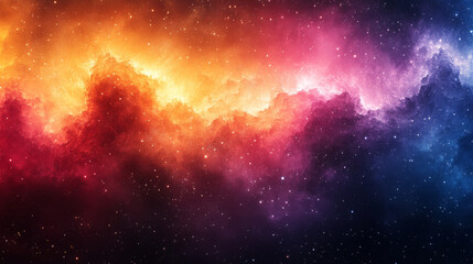 Cosmic clouds in shades of red, orange, and blue.