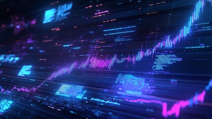 Digital data visualization with vibrant graphs and analytics, illustrating trends and patterns in information technology.