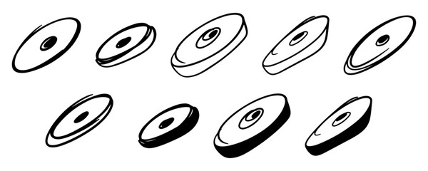 frisbee vector silhouette set