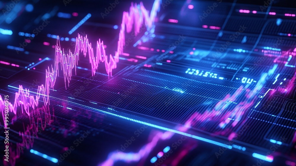 Aufkleber dynamic abstract graph visualization with vibrant colors representing stock market trends and financ