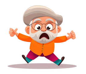 A cartoon of a stern old man from Haryanvi culture, casting an intimidating presence against a clean, simple backdrop.