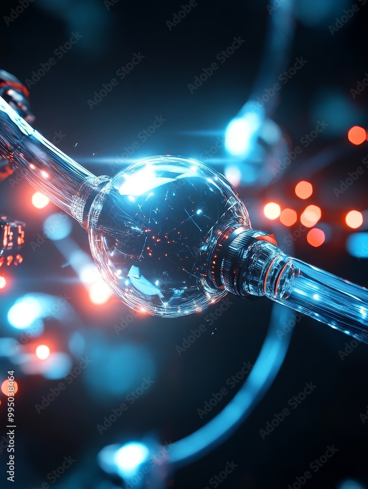 Aufkleber data nodes connected by light beams, symbolizing peer-to-peer networking, digital connectivity, info
