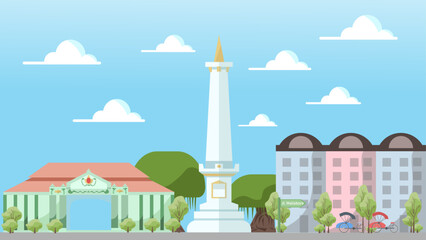 vector illustration of a monument tugu