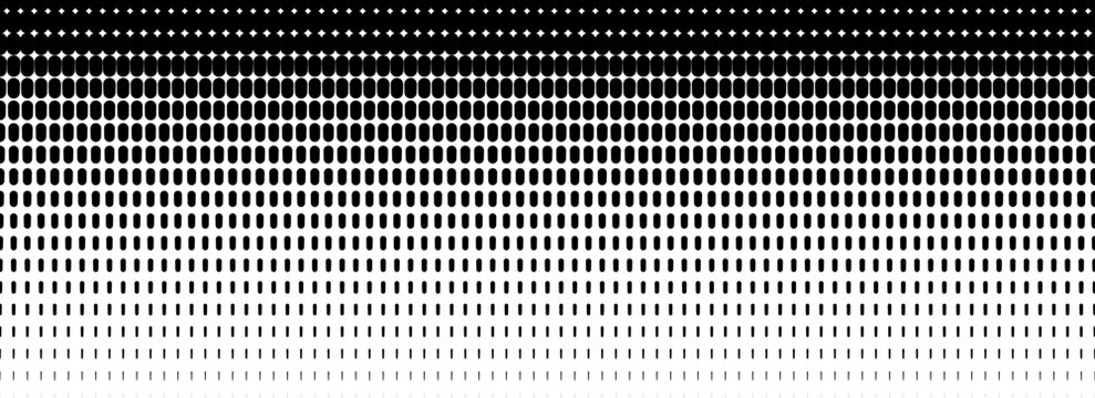 Dotted halftone gradient texture. Fading oval dot background. Repeated dots gradation pattern background. Black vanishing comic pop art overlay backdrop. Halftone raster effect wallpaper. Vector