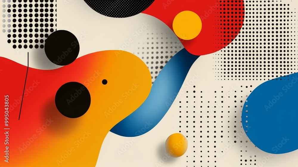 Poster modern abstract background with vibrant colors, dynamic shapes, seamless patterns, and a minimalist 