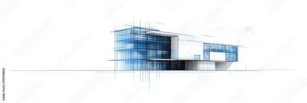 Poster modern architecture sketch: a vision of innovation and style, symbolizing progress, efficiency, tran