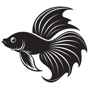 recommend clip art: Betta fish silhouette vector illustration on a white background