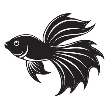 recommend clip art: Betta fish silhouette vector illustration on a white background