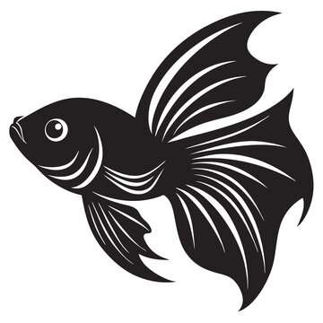 recommend clip art: Betta fish silhouette vector illustration on a white background